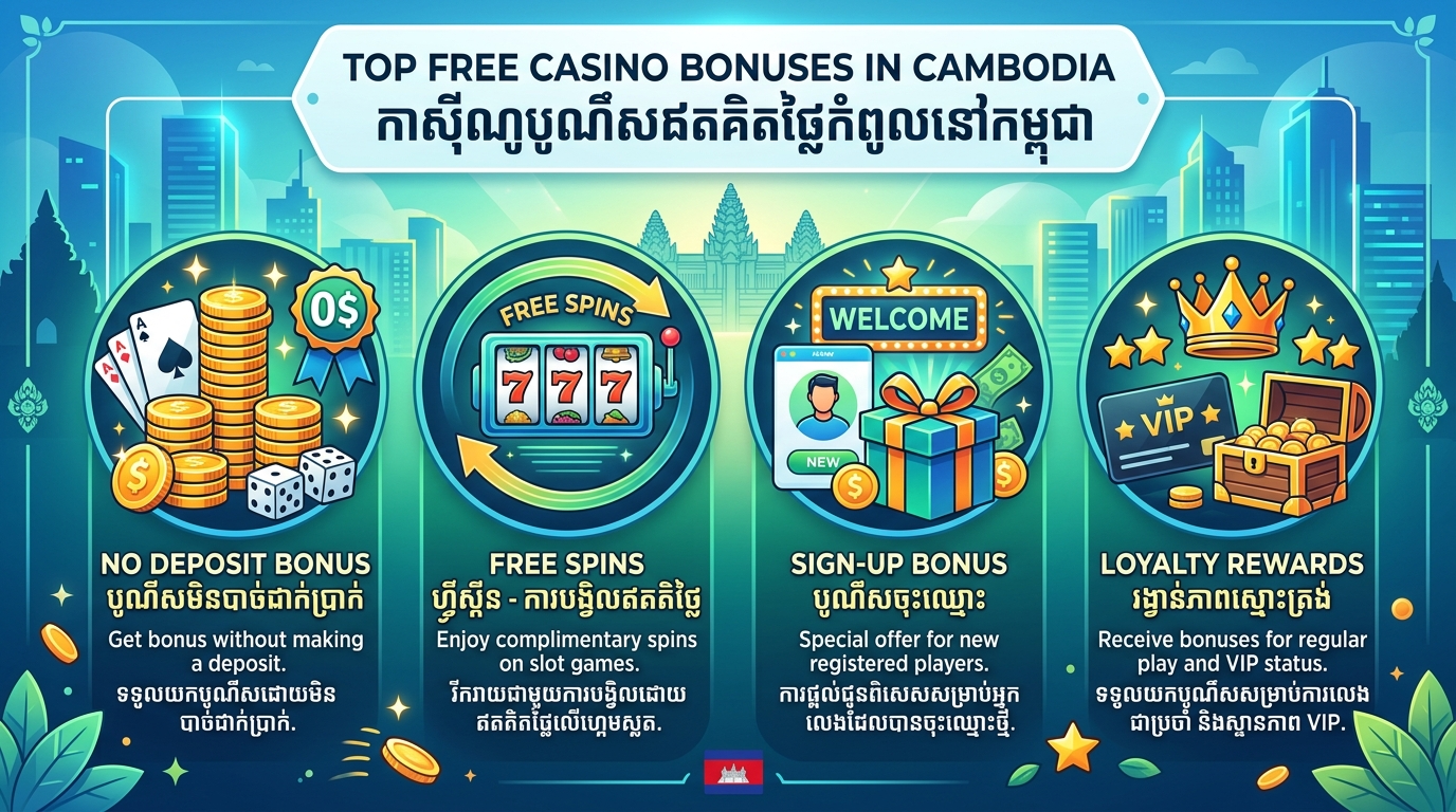 កាស៊ីណូអនឡាញល្អបំផុត៖ ប្រាក់រង្វាន់ឥតគិតថ្លៃនៅកម្ពុជា